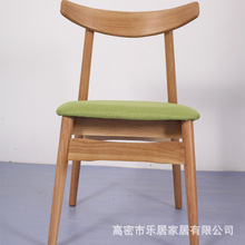 韩式餐椅橡木椅子客厅餐厅 实木原色家用简约软包实木椅子