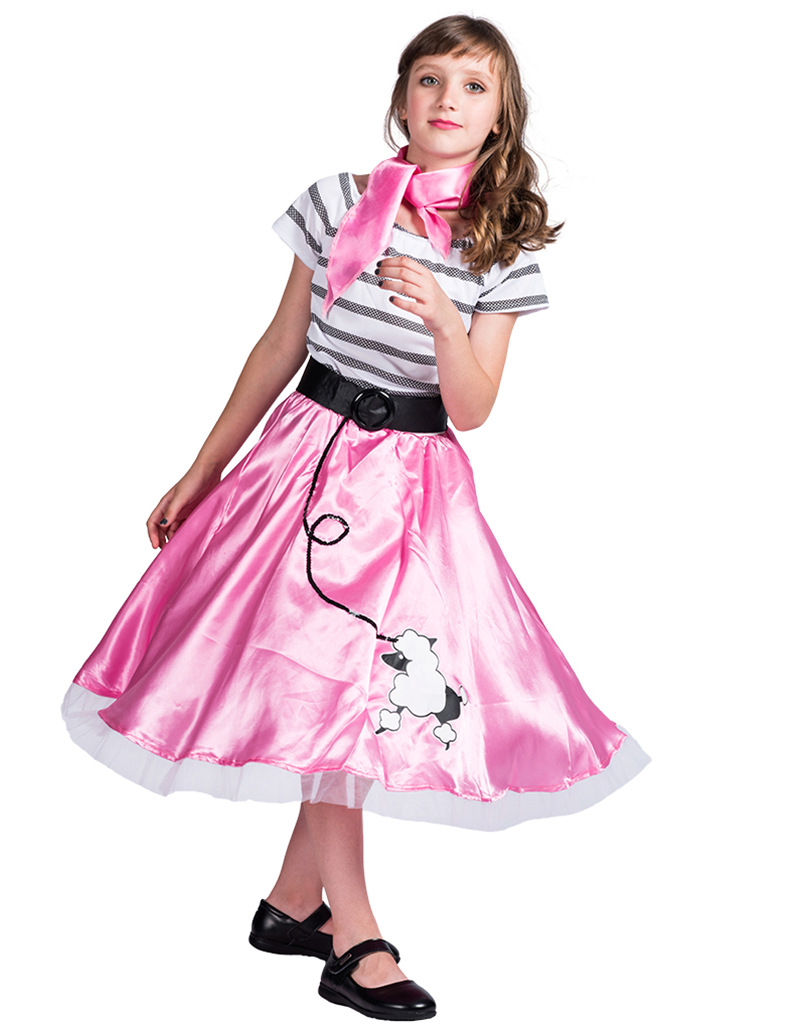 Fabricante en stock de Halloween niños etapa traje Rosa niña caniche Halloween juego de niños traje