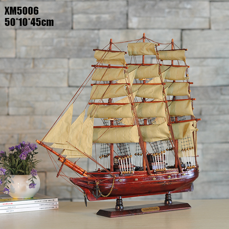特价50厘米帆船模型 木制工艺品 欧式多帆船 地中海风格 现代家居详情45