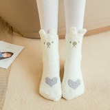 Демисезонные коралловые бархатные носки подходит для мужчин и женщин, утепленные мультяшные гольфы для беременных, средней длины