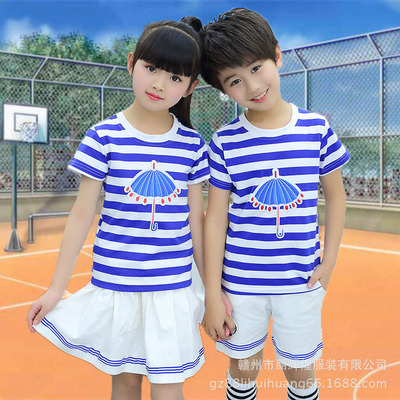 new pattern kindergarten Short sleeved Park service Primary and secondary school students school uniform suit children motion suit Class clothes With children