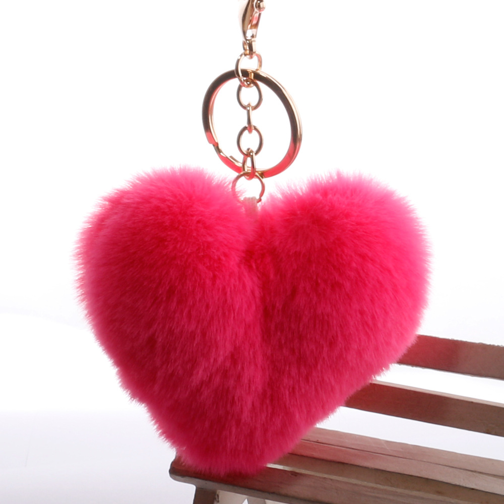 20g Weight Keychain Classification Plush, Metal Material Peach, Heart Pattern Unisex Gender Grey, Pink, Red, Green, Yellow, Black Color Peach Heart Keychain Plush Metal Unisex Keychain 8
