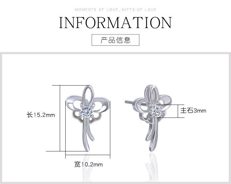Fashion Popular Zircon S925 Silver Hollow Butterfly Earrings Wholesale display picture 1