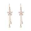 Long earrings from pearl with tassels, Korean style, flowered, Japanese and Korean, internet celebrity