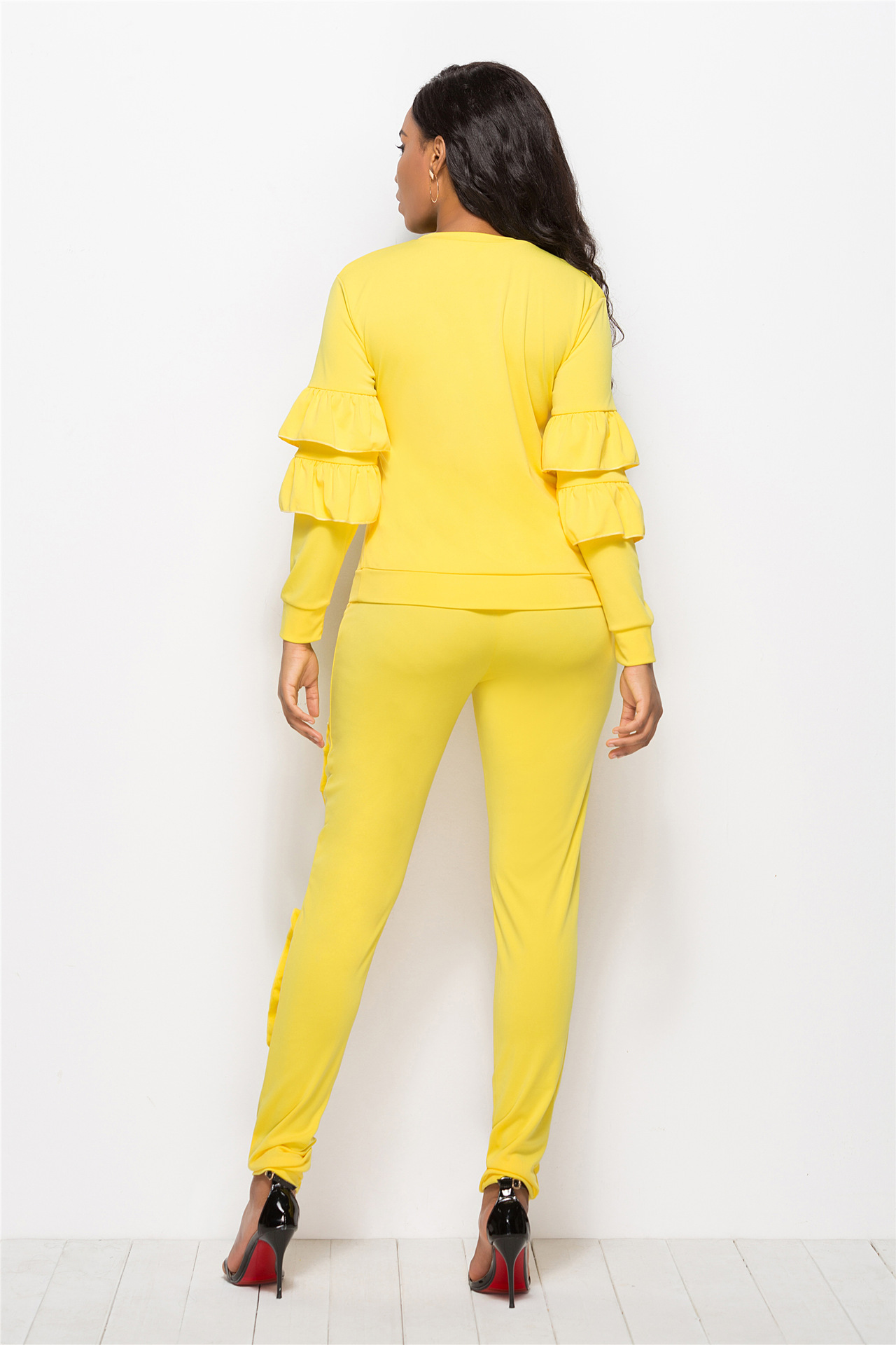 fashion stitching long-sleeved  jumpsuit NSLM33242