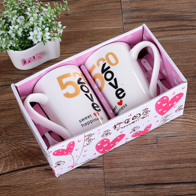 卡通陶瓷套杯礼盒送礼陶瓷双杯 开业促销礼品杯学生喝水杯子赠品|ms