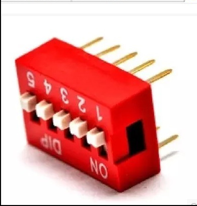 拨码开关 5位 5P DS-05 2.54MM 红色 DIP直插 镀金 平拔 编码开关