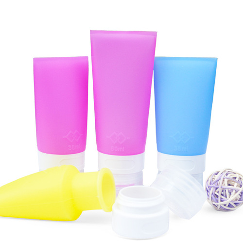 Travel portable flat silicone dispenser bottle cosmetic hand sanitizer press bottle empty bottle lotion dispenser