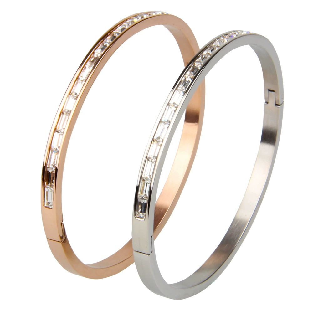 Европейский и американский модный браслет из титановой стали, Креативный новый инкрустированный браслет из нержавеющей стали с кристаллами циркона для женщин