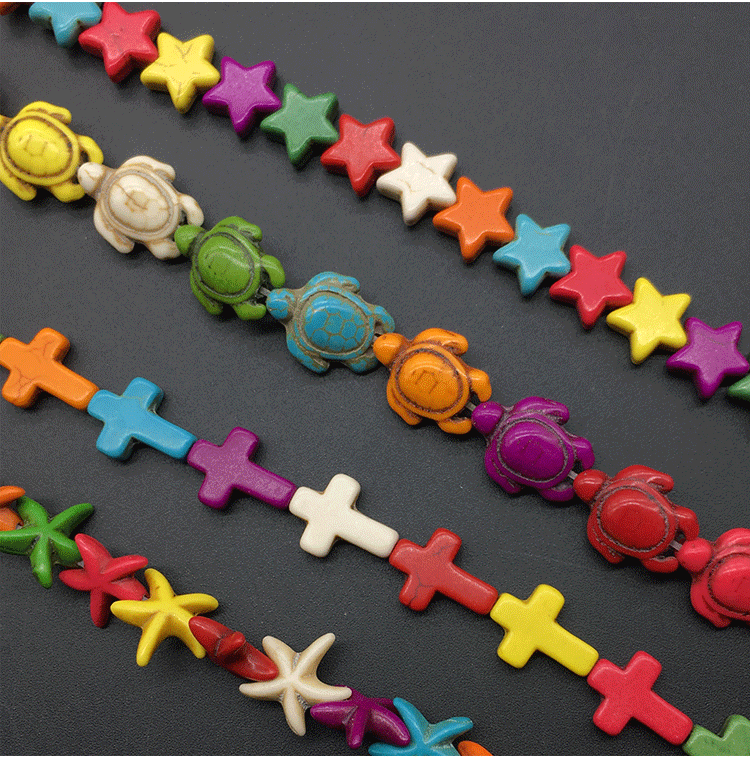 Colorful Popcorn Turquoise Cross Star Starfish Tortoise Diy Beads Material Wholesale Nihaojewelry display picture 17