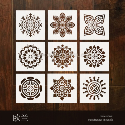 跨境曼陀罗 复古花欧美式系列 家具瓷砖地板壁纸墙绘喷绘喷花模板|ms