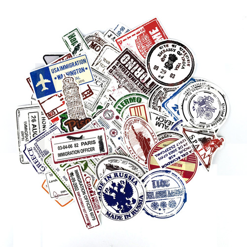 60 sheets/retro postmark stamp aviation sticker European and American style visa sticker sticker travel luggage sticker