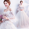 New champagne bridal wedding dress Princess trumpet sleeve dress