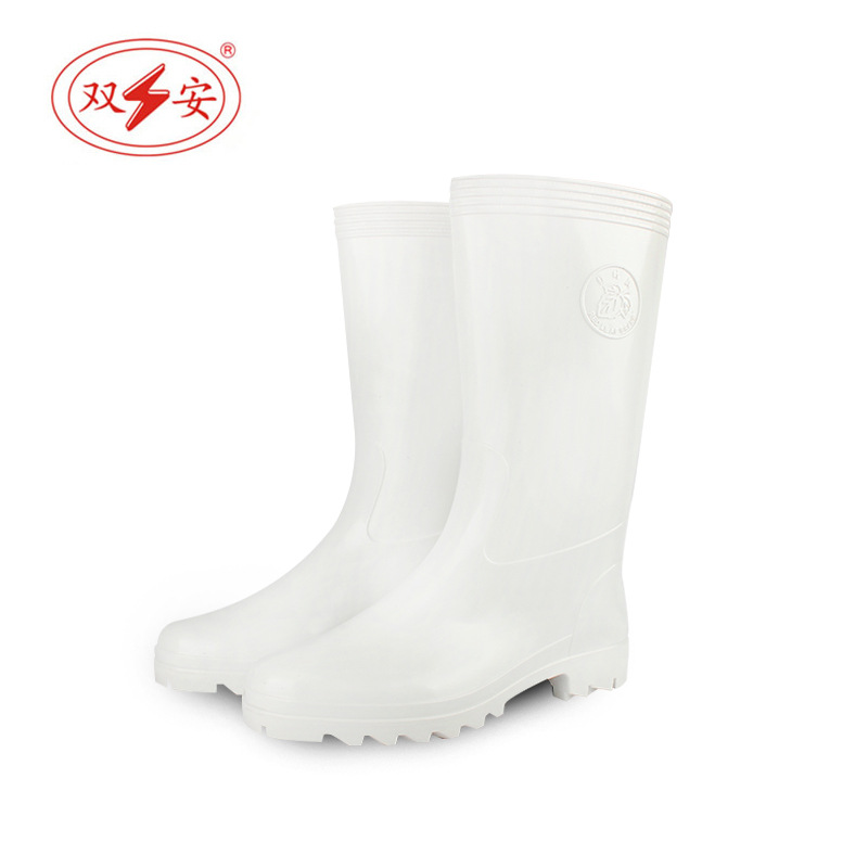 双安红叶牌耐油耐酸碱靴 白色食品靴 卫生男女高筒劳保雨靴长筒