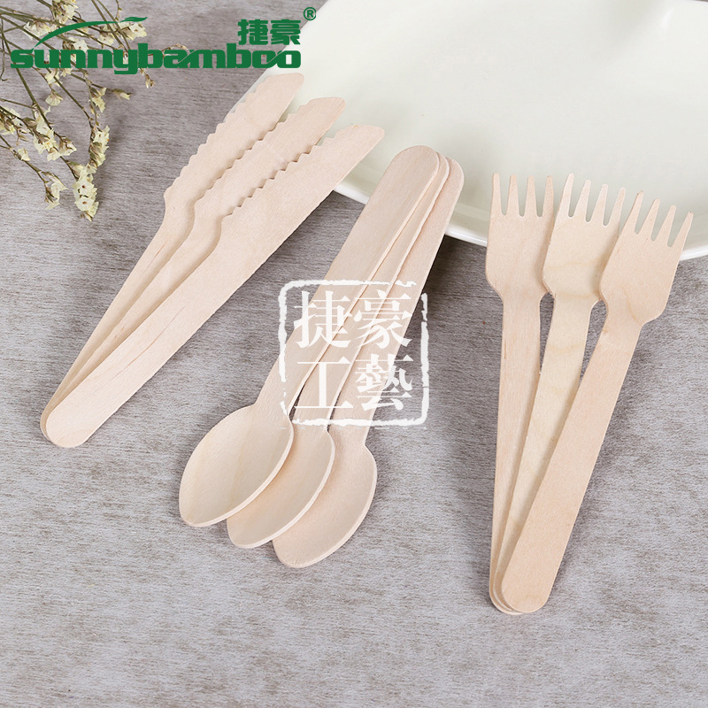 Disposable knives, forks, spoons, high-quality wooden knives, disposable tableware, bread and fruit slicing, wooden knives wholesale detail image 10