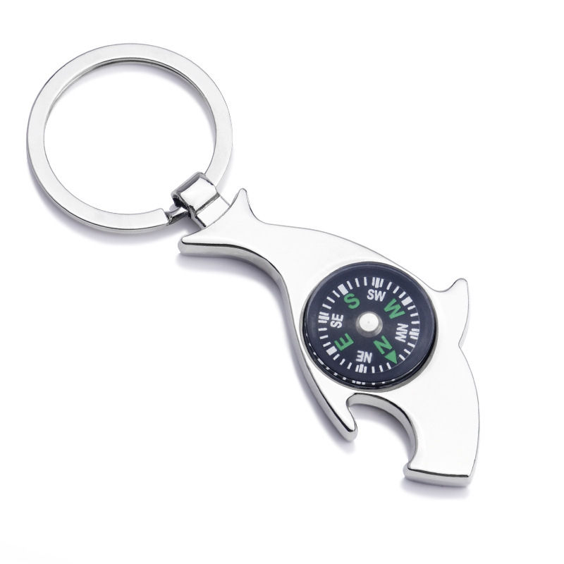 Factory + direct key chain metal compass shark bottle opener advertising promotional gifts small pendant key chain