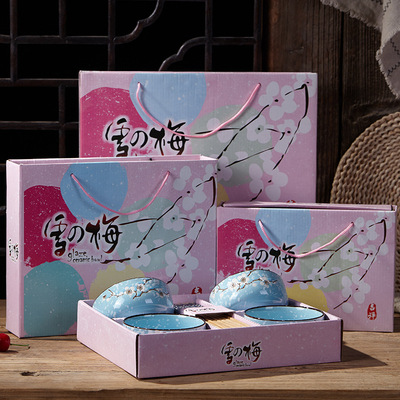 厂家直销日式手绘雪梅碗筷子 家用创意雪花釉陶瓷餐具套装礼品