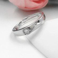 s925純銀光面活口對戒女情侶戒指鋯石開口指環跨境爆款配飾批發