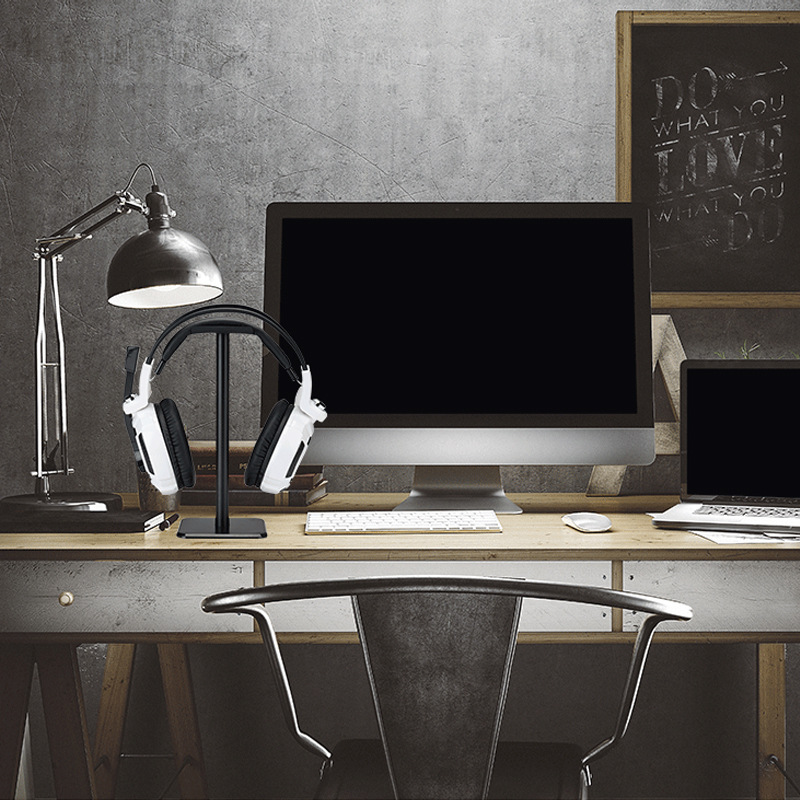 Desmontable titular de los auriculares titular pantalla de seda LOGO ordenador auricular percha de metal estante de exhibición