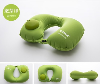 2019跨境爆款旅行護椎枕飛機靠枕頭便攜按壓式自動充氣頸枕 U型枕