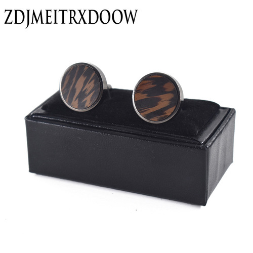 Wooden round cufflinks, high-end French-style, electroplated black, factory direct sales, accepts custom orders, 20MM