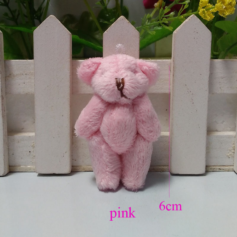 6cm长毛粉色不带脚皮关节熊