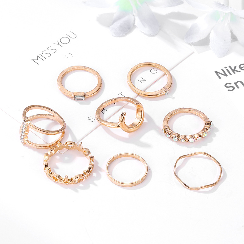 Fashion Diamond Creative Moon Ring Set display picture 7