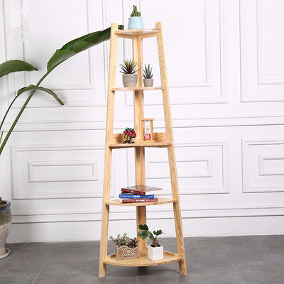 心悦嘉 实木置物架 欧式房间转角客厅收纳架靠墙角落架储物架子