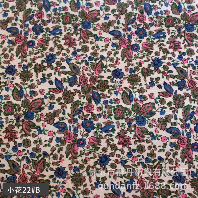 Поставки в розницу imitation cotton flat-grained small floral printing cloth polyester spring Asian spinning shoe hat clothing cloth auxiliary material fabric