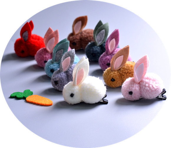 Fashion Rabbit Plush Patchwork Hair Clip Hair Tie 1 Piece display picture 4