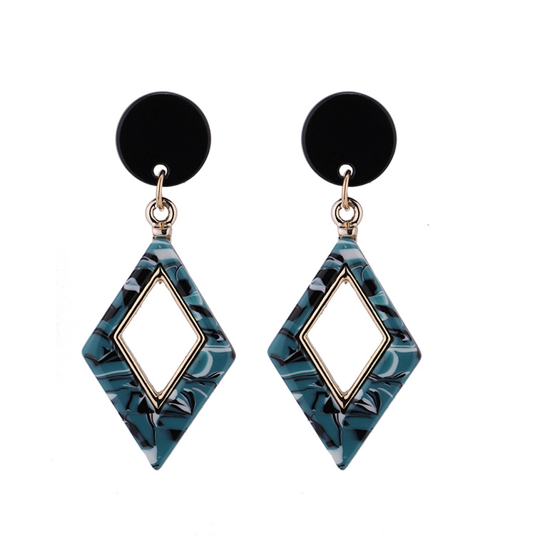 Diamond Shaped Earrings - Dark Green