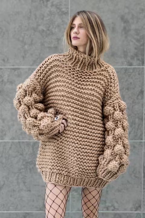 wholesale clothing vendors Nihaostyles three-dimensional ball thick stick knit sweater   NSYL67096