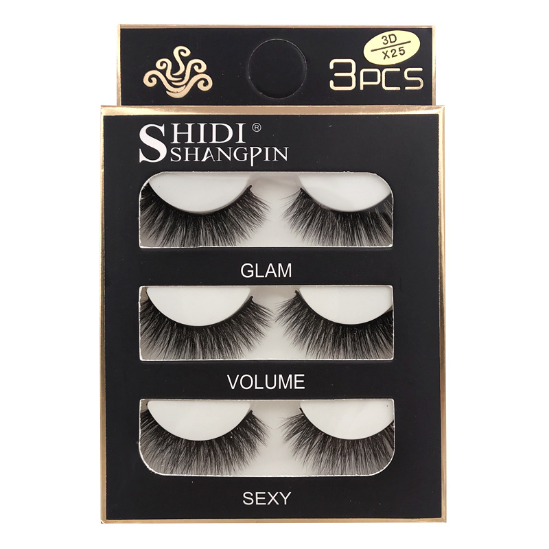 Solid Color Pattern Solid Color Mink Hair False Eyelashes 3 Pairs