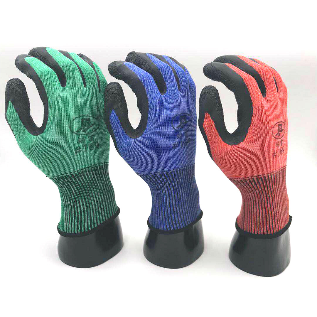 瑞富批发乳胶皱纹劳保手套防滑耐磨防油干活手套维修机械农牧业