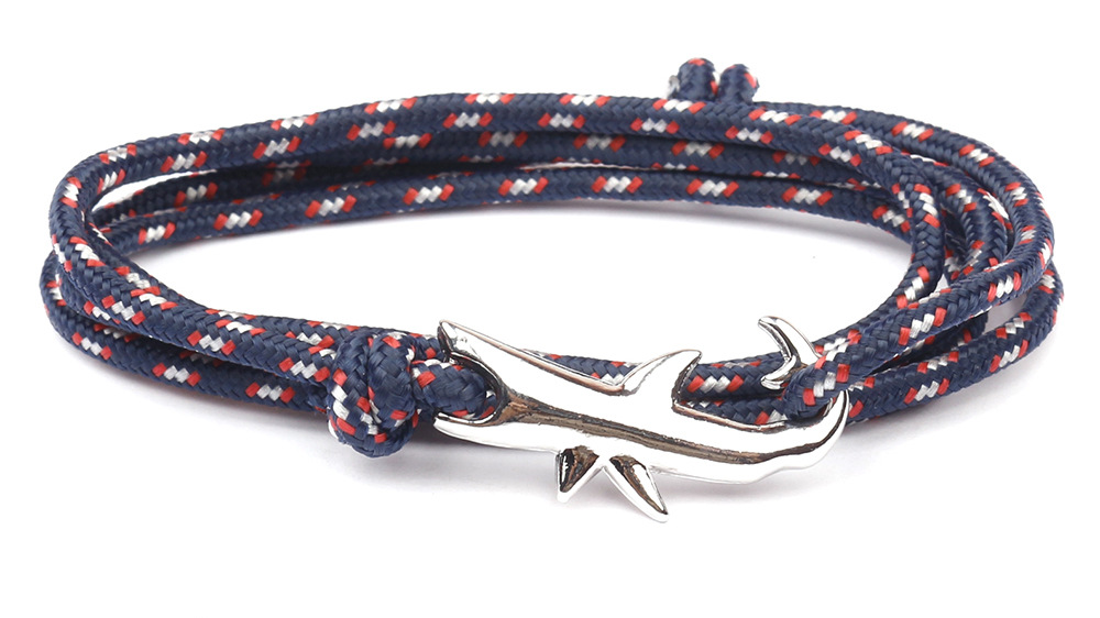 12g Weight Bracelets Classification Alloy, rope Chain Material 1 Piece Quantity Holiday, Daily, Street Occasion Alloy, rope Material Shark Pattern Men's Gender Layered Design Casual, Simple Style Style Casual Simple Style Shark Alloy Rope Layered Men's Bracelets Men's Chain Bracelets 25