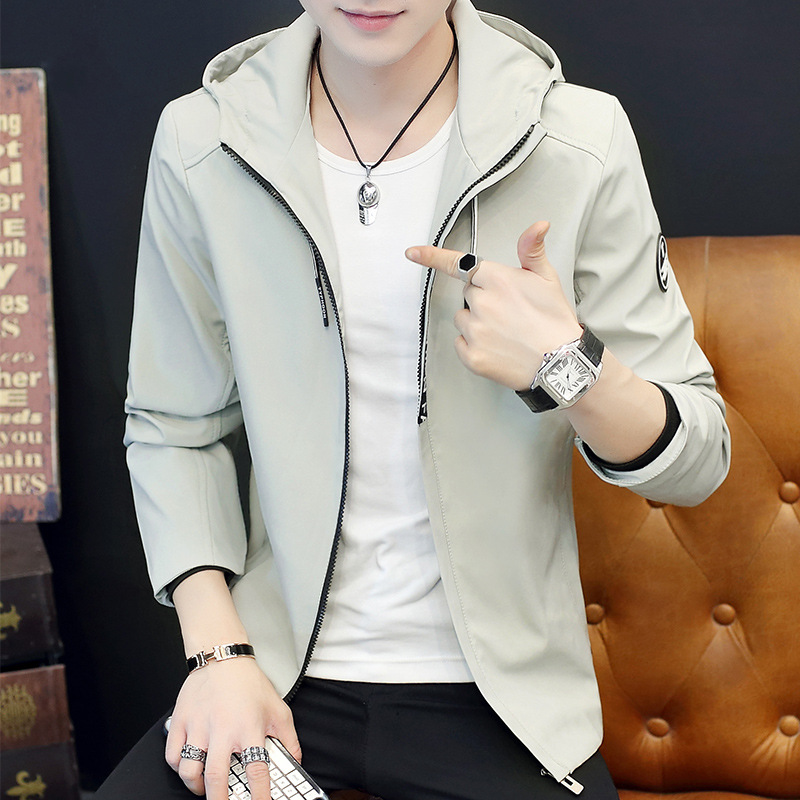 廠家直銷2018秋季韓版休閑夾克男士連帽潮流薄款戶外運動風衣外套