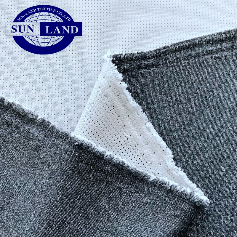 阳离子速干透气方格网眼面料麻灰色针织布轻薄休闲百搭针织网眼