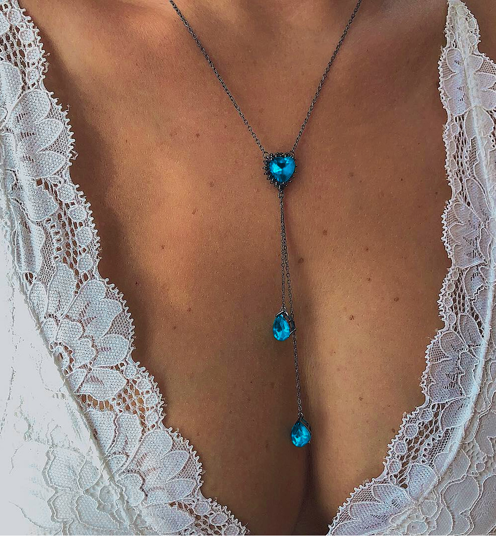 14g Weight Artificial Gemstones Inlay Material Necklace Classification Vacation Water Droplets Alloy Inlay Artificial Gemstones Women's Necklace
