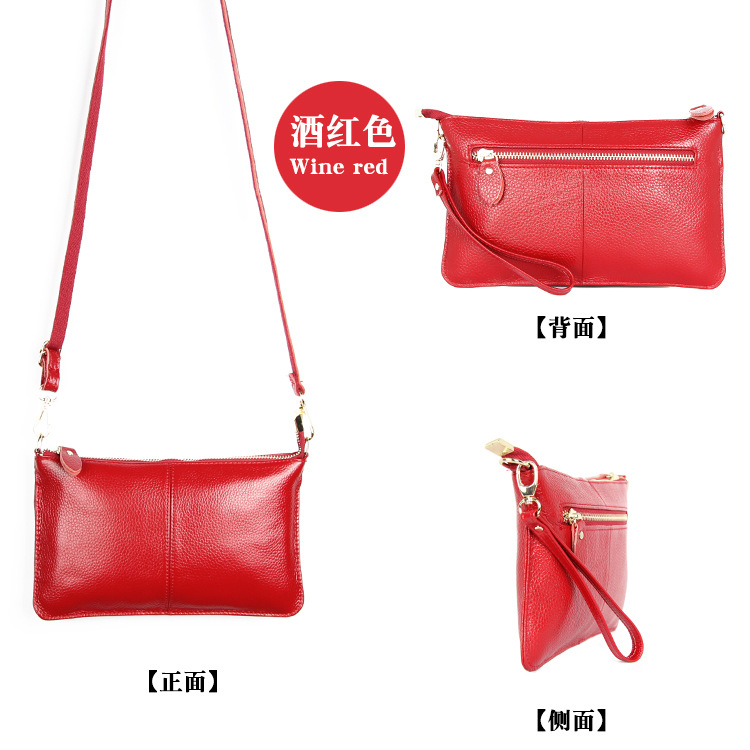 New Leather Ultra-thin Zipper Lychee Pattern European And American One-shoulder Messenger Bag Envelope Bag display picture 1