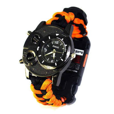 new pattern outdoors multi-function originality Europe and America Best Sellers Survival Meet an emergency watch Safety rope weave thermometer watch