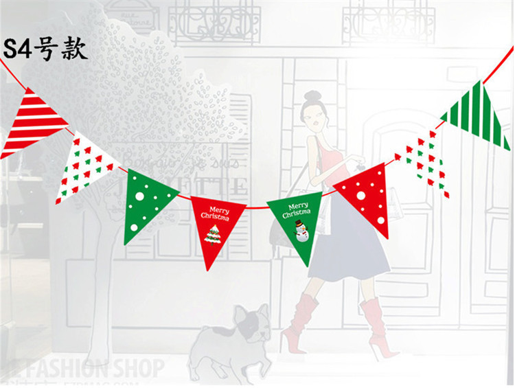 Decoraciones de Navidad Bandera de triángulo Feliz Navidad bandera colorida Bandera de doble cara Ventana de Navidad diseño familiar bandera colgante