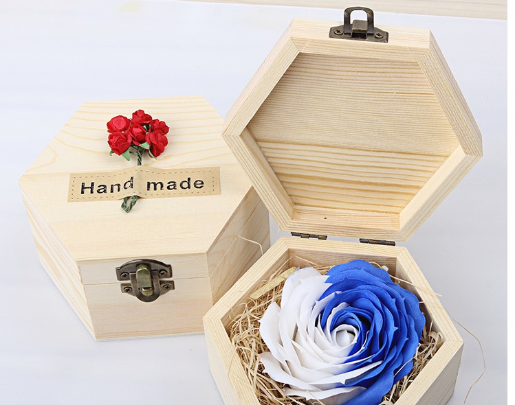 精美六边形木质礼盒 原色松木苹果礼盒 圣诞苹果包装盒