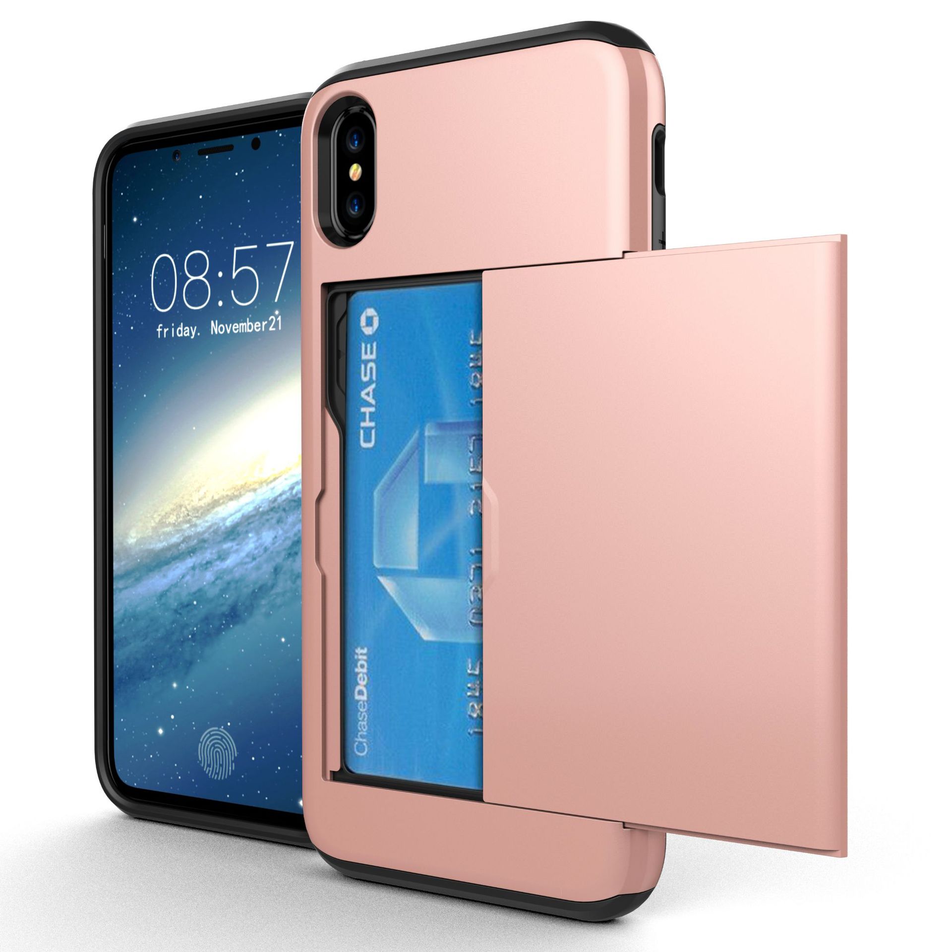 2021创意适用iPhonex滑盖手机壳侧滑插卡iPhone13跨境手机保护套