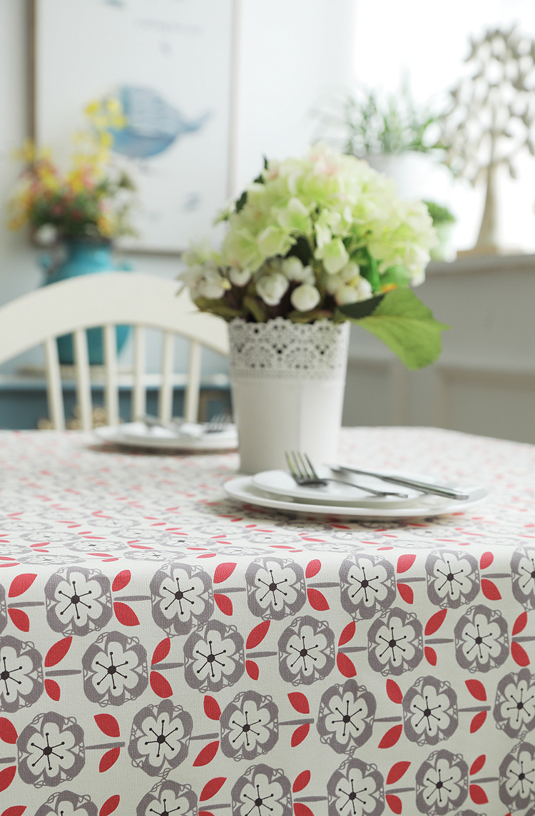 Moderne minimalistische Couchtisch- und Esstischdecke aus doppelgewebtem, dickem Canvas mit Blatt- und Blumenmuster, komplett aus Baumwolle._voghion.com