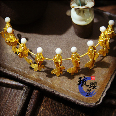 Vicki Jewelry Gold-plated manual lovely Small goldfish Crown hair tail