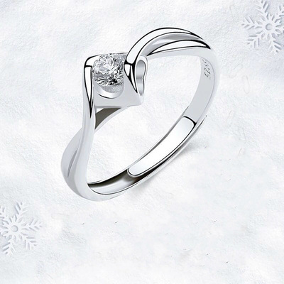 厂家直销镀白金戒指女心形新款日韩情侣求婚仿真钻戒学生潮人批发|ms