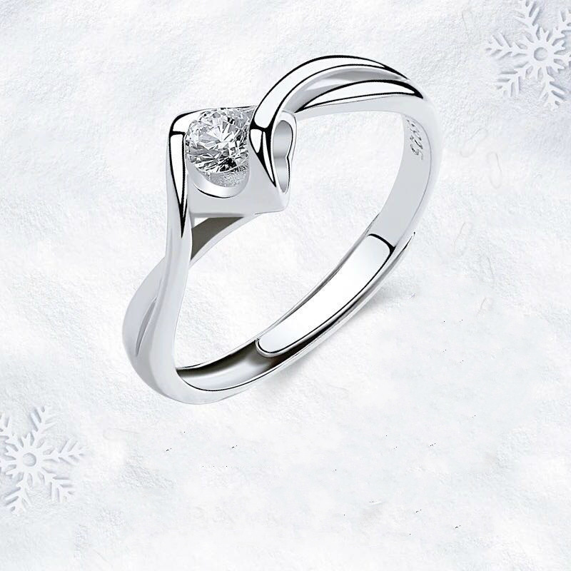 厂家直销镀白金戒指女心形新款日韩情侣求婚仿真钻戒学生潮人批发|ms