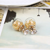 Glossy double-sided earrings, hypoallergenic zirconium