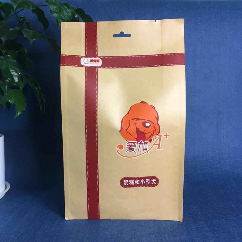 厂家生产直销宠物狗粮包装袋 八边封铝牛皮纸袋 透明自立自封骨袋