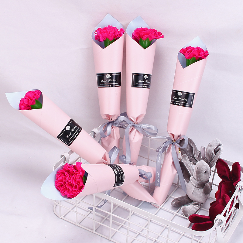 康乃馨香皂花单支玫红1